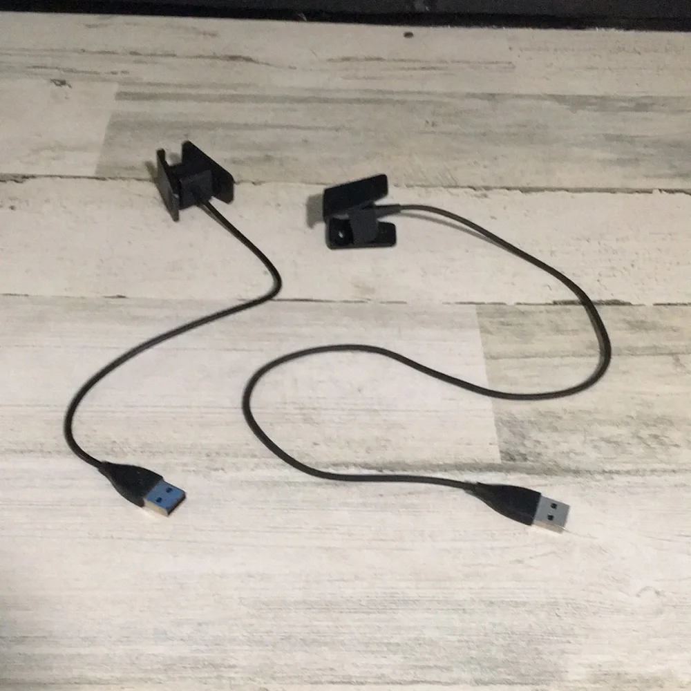 Two black Fit Bit chargers 12” and 22” in length